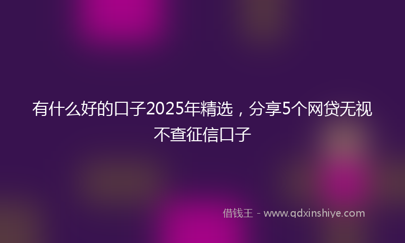 有什么好的口子2025年精选，分享5个网贷无视不查征信口子