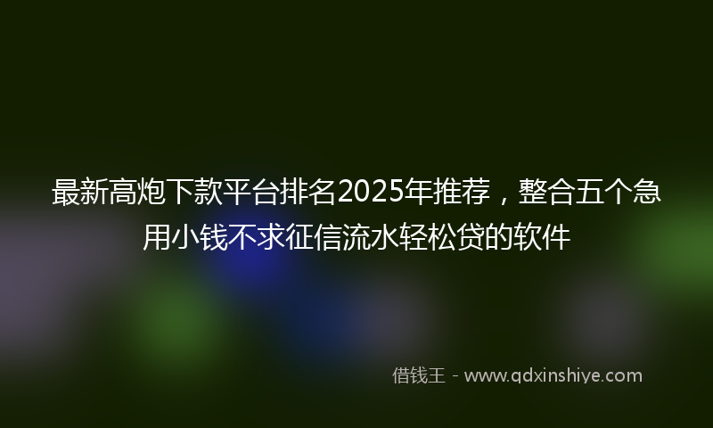 最新高炮下款平台排名2025年推荐，整合五个急用小钱不求征信流水轻松贷的软件