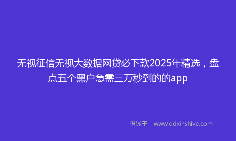 无视征信无视大数据网贷必下款2025年精选，盘点五个黑户急需三万秒到的的app