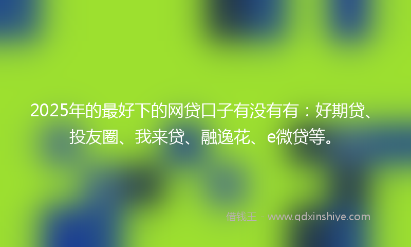 2025年的最好下的网贷口子有没有有：好期贷、投友圈、我来贷、融逸花、e微贷等。