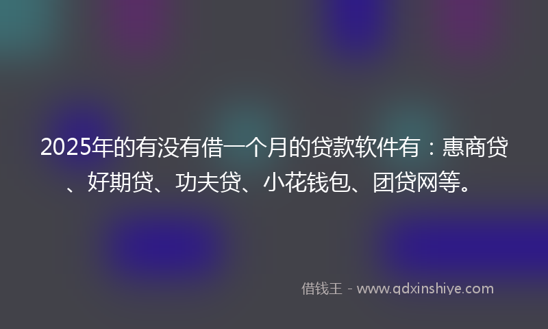 2025年的有没有借一个月的贷款软件有：惠商贷、好期贷、功夫贷、小花钱包、团贷网等。
