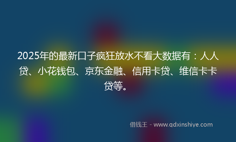 2025年的最新口子疯狂放水不看大数据有：人人贷、小花钱包、京东金融、信用卡贷、维信卡卡贷等。
