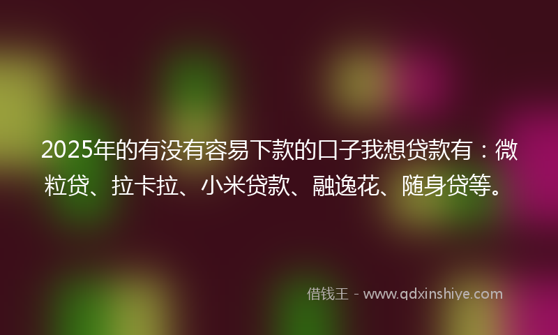 2025年的有没有容易下款的口子我想贷款有：微粒贷、拉卡拉、小米贷款、融逸花、随身贷等。