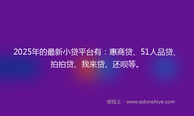 2025年的最新小贷平台有：惠商贷、51人品贷、拍拍贷、我来贷、还呗等。
