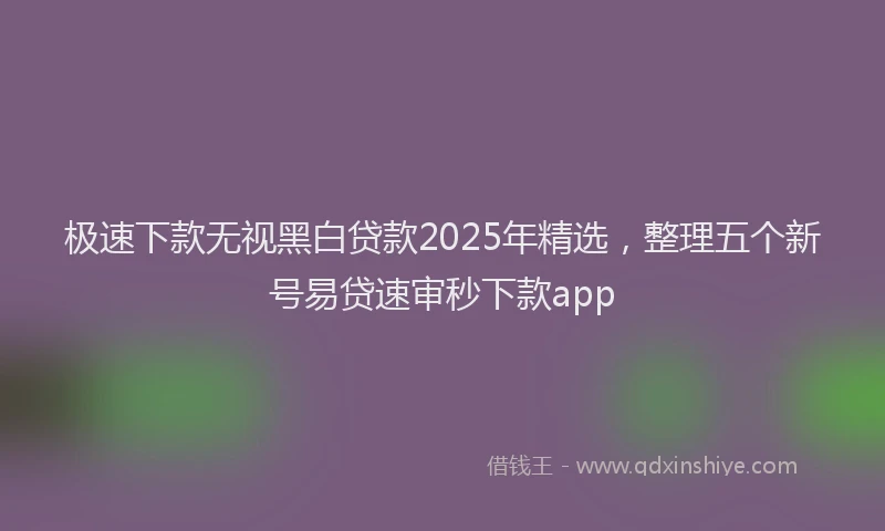 极速下款无视黑白贷款2025年精选，整理五个新号易贷速审秒下款app