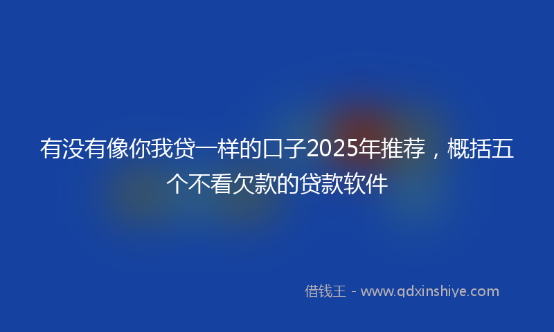 有没有像你我贷一样的口子2025年推荐，概括五个不看欠款的贷款软件