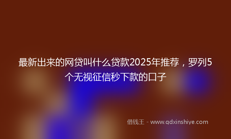最新出来的网贷叫什么贷款2025年推荐，罗列5个无视征信秒下款的口子