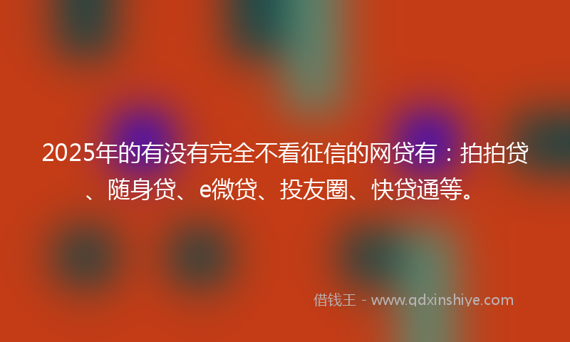 2025年的有没有完全不看征信的网贷有：拍拍贷、随身贷、e微贷、投友圈、快贷通等。