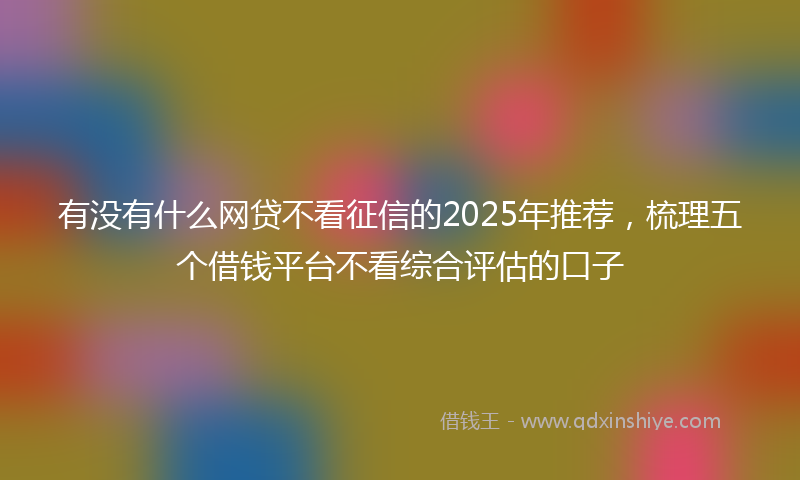 有没有什么网贷不看征信的2025年推荐，梳理五个借钱平台不看综合评估的口子