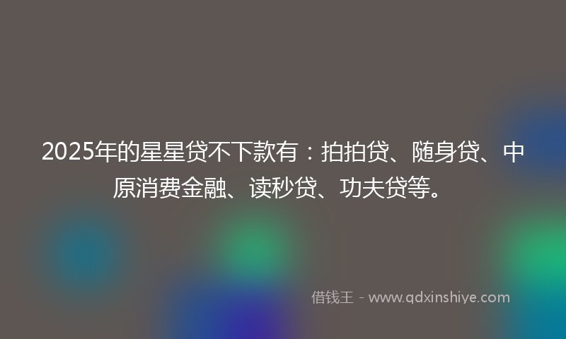 2025年的星星贷不下款有：拍拍贷、随身贷、中原消费金融、读秒贷、功夫贷等。