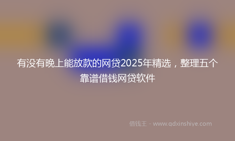 有没有晚上能放款的网贷2025年精选，整理五个靠谱借钱网贷软件