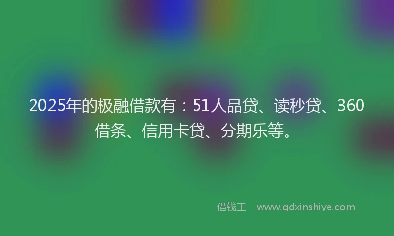 2025年的极融借款有：51人品贷、读秒贷、360借条、信用卡贷、分期乐等。