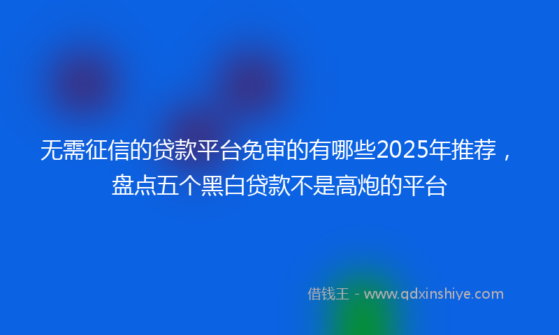 无需征信的贷款平台免审的有哪些2025年推荐，盘点五个黑白贷款不是高炮的平台