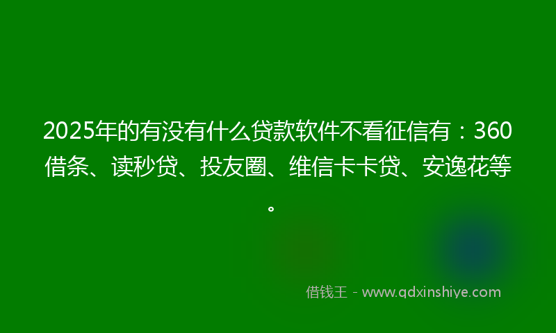 2025年的有没有什么贷款软件不看征信有：360借条、读秒贷、投友圈、维信卡卡贷、安逸花等。