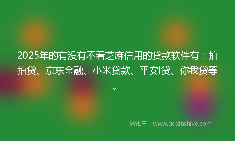 2025年的有没有不看芝麻信用的贷款软件有：拍拍贷、京东金融、小米贷款、平安i贷、你我贷等。