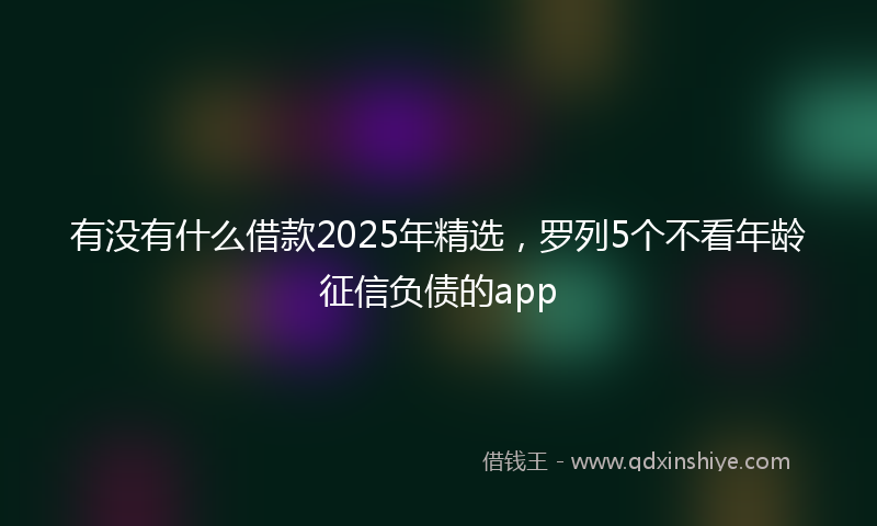 有没有什么借款2025年精选，罗列5个不看年龄征信负债的app