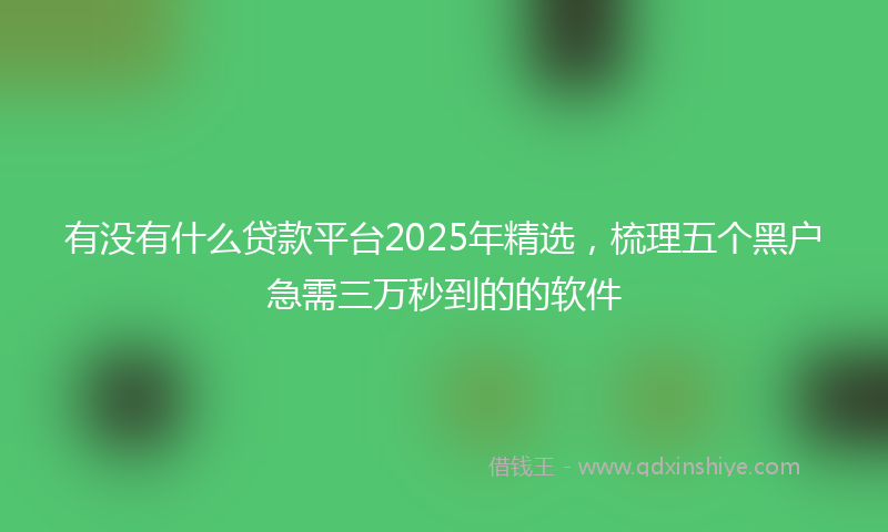有没有什么贷款平台2025年精选，梳理五个黑户急需三万秒到的的软件