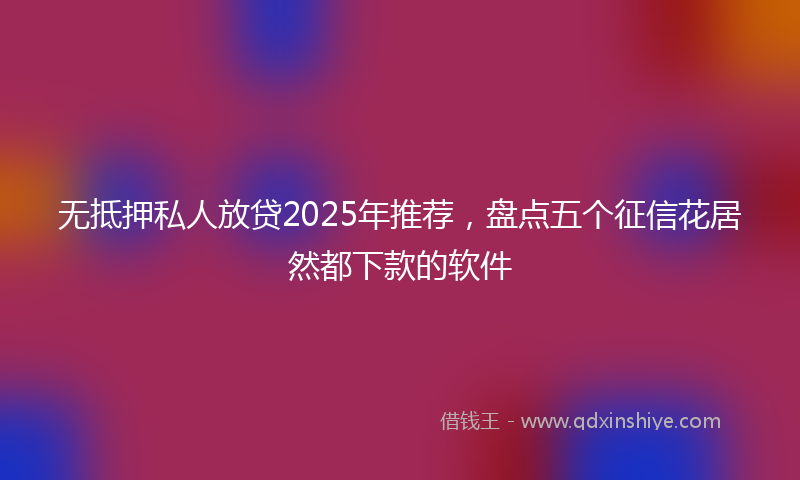 无抵押私人放贷2025年推荐，盘点五个征信花居然都下款的软件