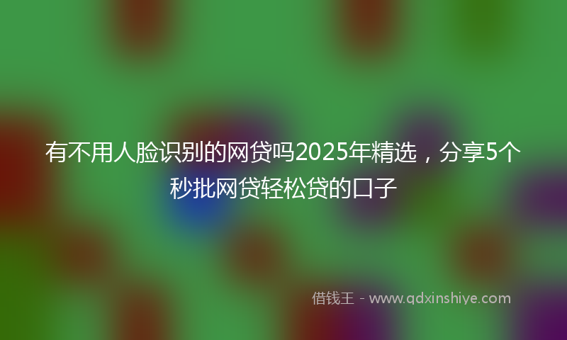 有不用人脸识别的网贷吗2025年精选，分享5个秒批网贷轻松贷的口子