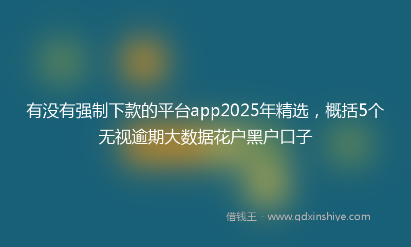 有没有强制下款的平台app2025年精选，概括5个无视逾期大数据花户黑户口子