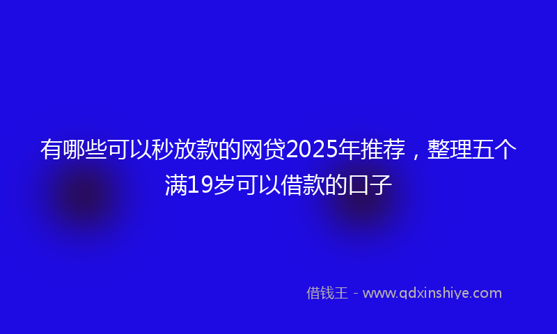 有哪些可以秒放款的网贷2025年推荐，整理五个满19岁可以借款的口子