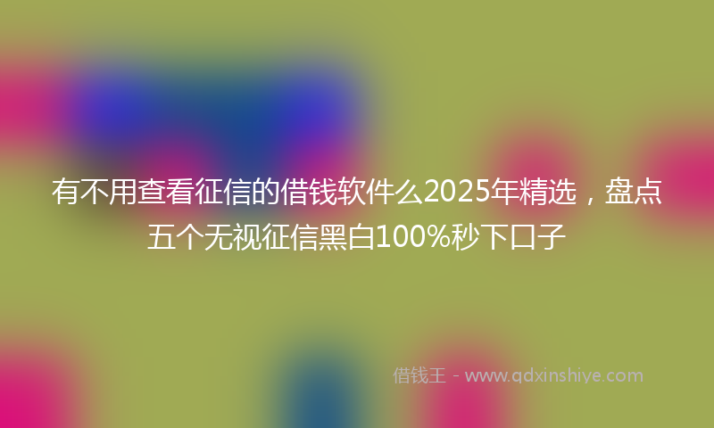 有不用查看征信的借钱软件么2025年精选，盘点五个无视征信黑白100%秒下口子