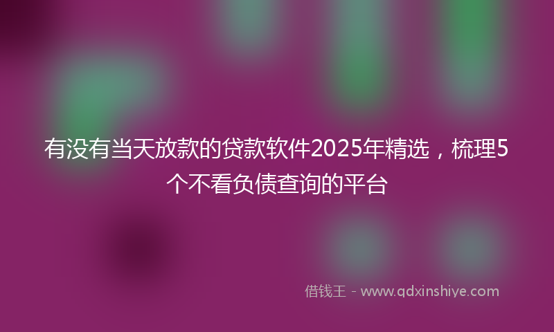 有没有当天放款的贷款软件2025年精选，梳理5个不看负债查询的平台