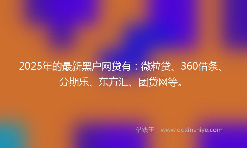 2025年的最新黑户网贷有：微粒贷、360借条、分期乐、东方汇、团贷网等。
