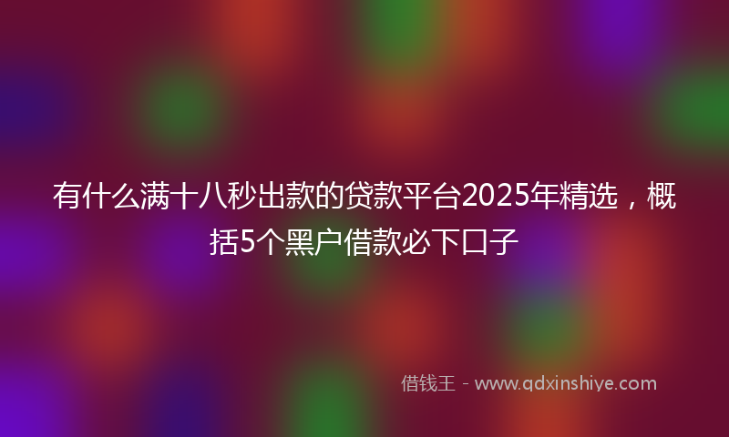 有什么满十八秒出款的贷款平台2025年精选，概括5个黑户借款必下口子