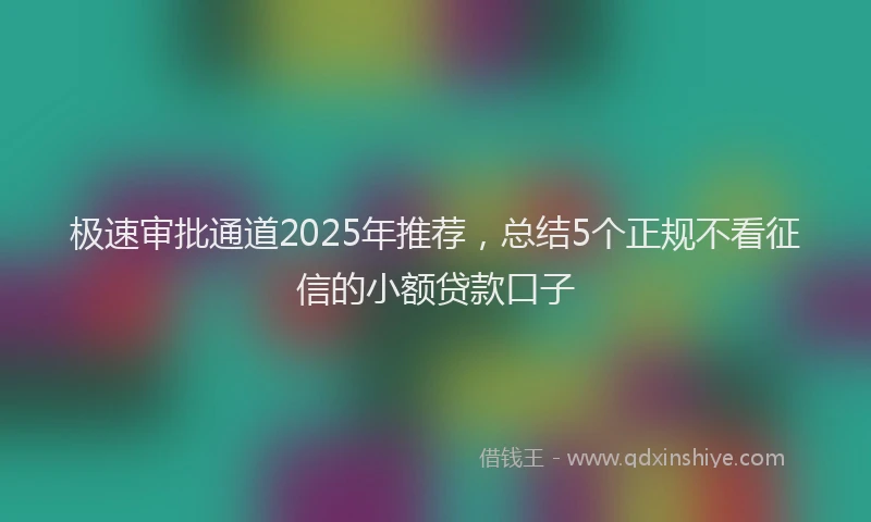 极速审批通道2025年推荐，总结5个正规不看征信的小额贷款口子