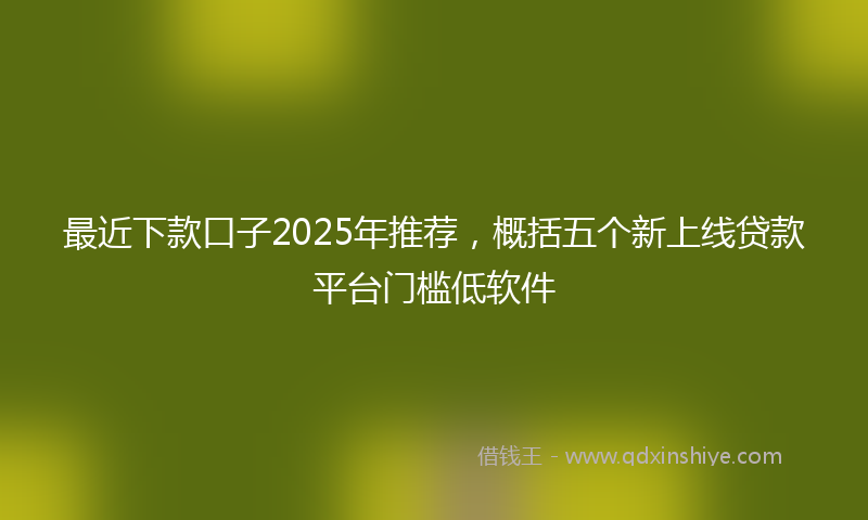 最近下款口子2025年推荐，概括五个新上线贷款平台门槛低软件