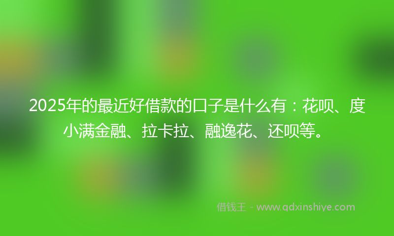 2025年的最近好借款的口子是什么有：花呗、度小满金融、拉卡拉、融逸花、还呗等。
