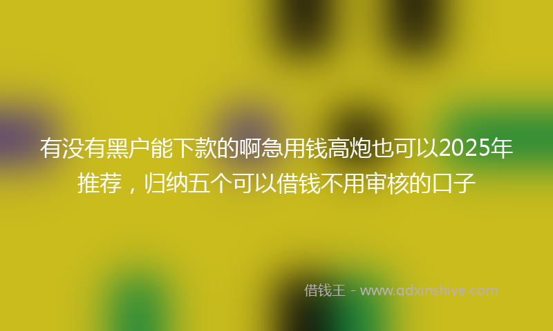 有没有黑户能下款的啊急用钱高炮也可以2025年推荐，归纳五个可以借钱不用审核的口子