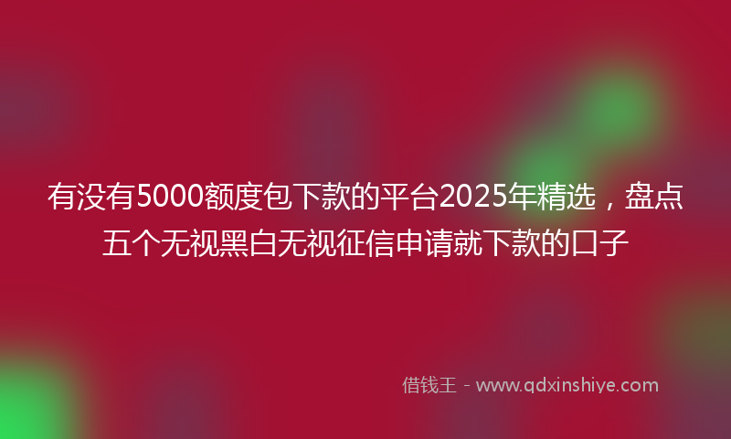 有没有5000额度包下款的平台2025年精选，盘点五个无视黑白无视征信申请就下款的口子