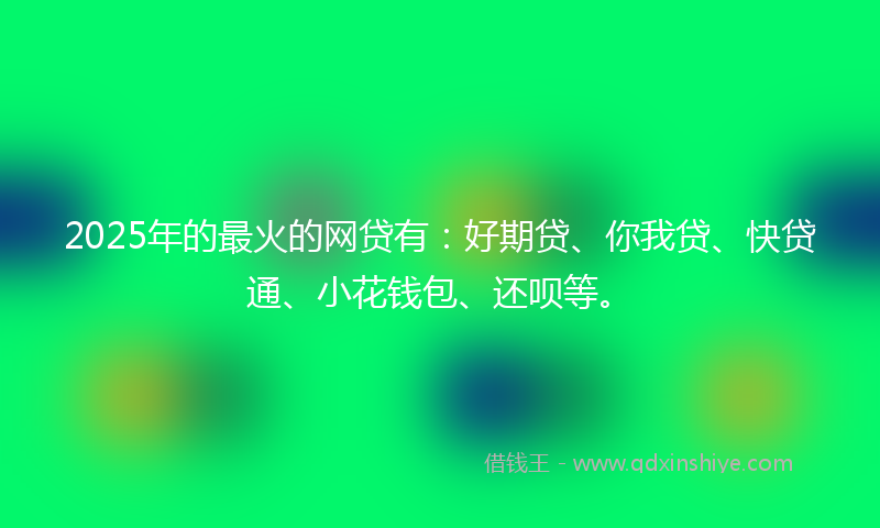 2025年的最火的网贷有：好期贷、你我贷、快贷通、小花钱包、还呗等。
