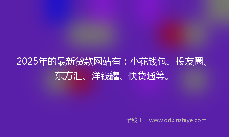 2025年的最新贷款网站有：小花钱包、投友圈、东方汇、洋钱罐、快贷通等。