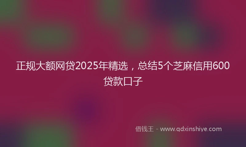 正规大额网贷2025年精选，总结5个芝麻信用600贷款口子