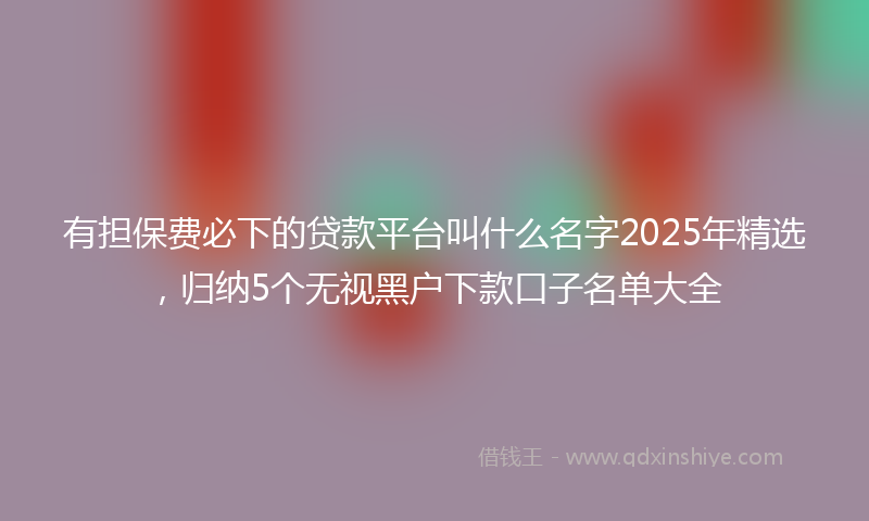 有担保费必下的贷款平台叫什么名字2025年精选，归纳5个无视黑户下款口子名单大全