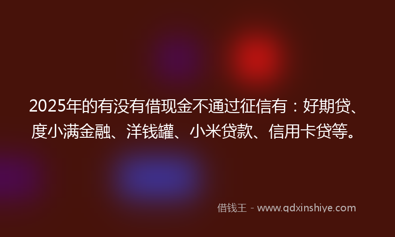 2025年的有没有借现金不通过征信有：好期贷、度小满金融、洋钱罐、小米贷款、信用卡贷等。
