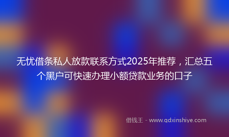 无忧借条私人放款联系方式2025年推荐，汇总五个黑户可快速办理小额贷款业务的口子