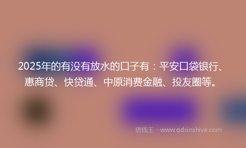 2025年的有没有放水的口子有：平安口袋银行、惠商贷、快贷通、中原消费金融、投友圈等。