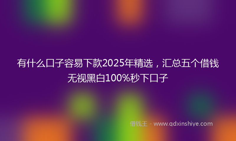 有什么口子容易下款2025年精选，汇总五个借钱无视黑白100%秒下口子