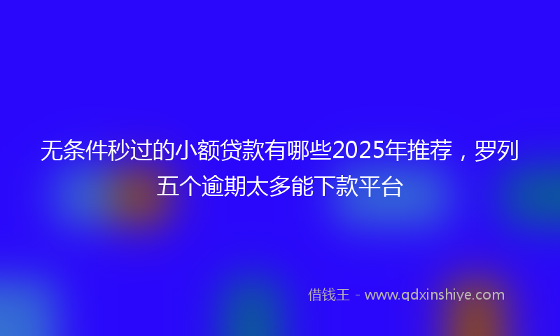 无条件秒过的小额贷款有哪些2025年推荐，罗列五个逾期太多能下款平台