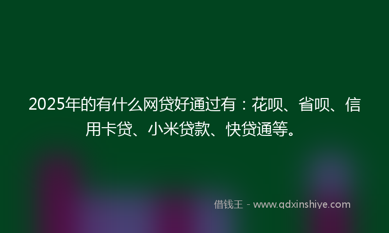 2025年的有什么网贷好通过有：花呗、省呗、信用卡贷、小米贷款、快贷通等。