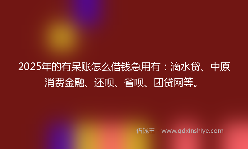 2025年的有呆账怎么借钱急用有：滴水贷、中原消费金融、还呗、省呗、团贷网等。