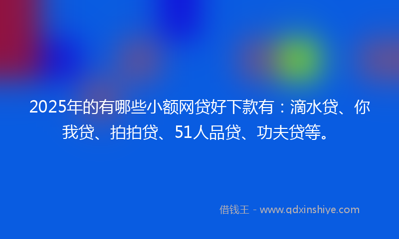 2025年的有哪些小额网贷好下款有：滴水贷、你我贷、拍拍贷、51人品贷、功夫贷等。