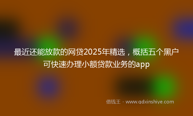 最近还能放款的网贷2025年精选，概括五个黑户可快速办理小额贷款业务的app