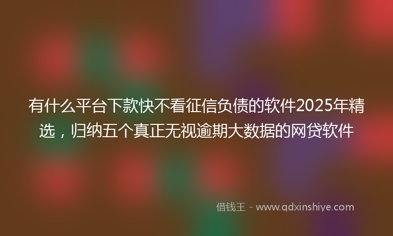 有什么平台下款快不看征信负债的软件2025年精选，归纳五个真正无视逾期大数据的网贷软件