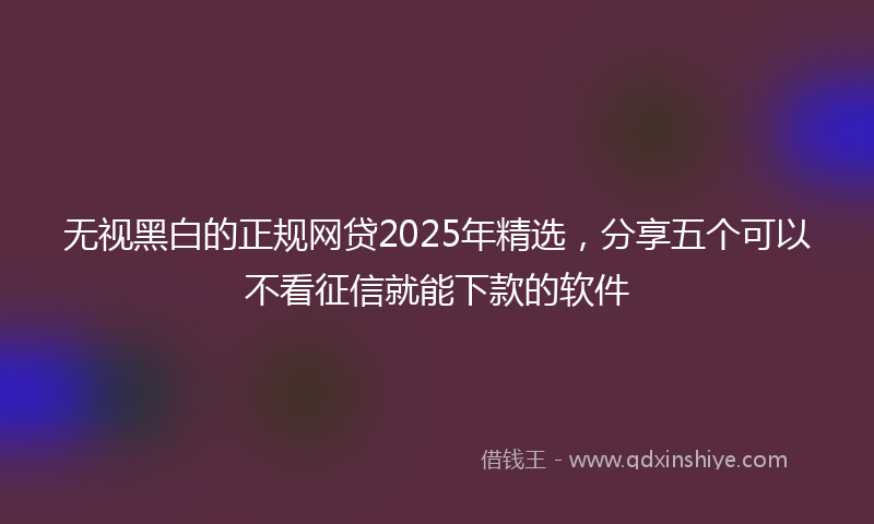 无视黑白的正规网贷2025年精选，分享五个可以不看征信就能下款的软件