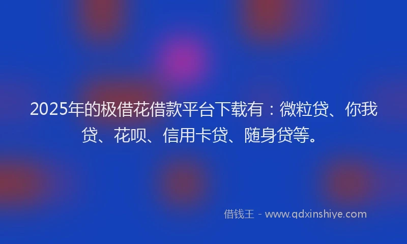 2025年的极借花借款平台下载有：微粒贷、你我贷、花呗、信用卡贷、随身贷等。